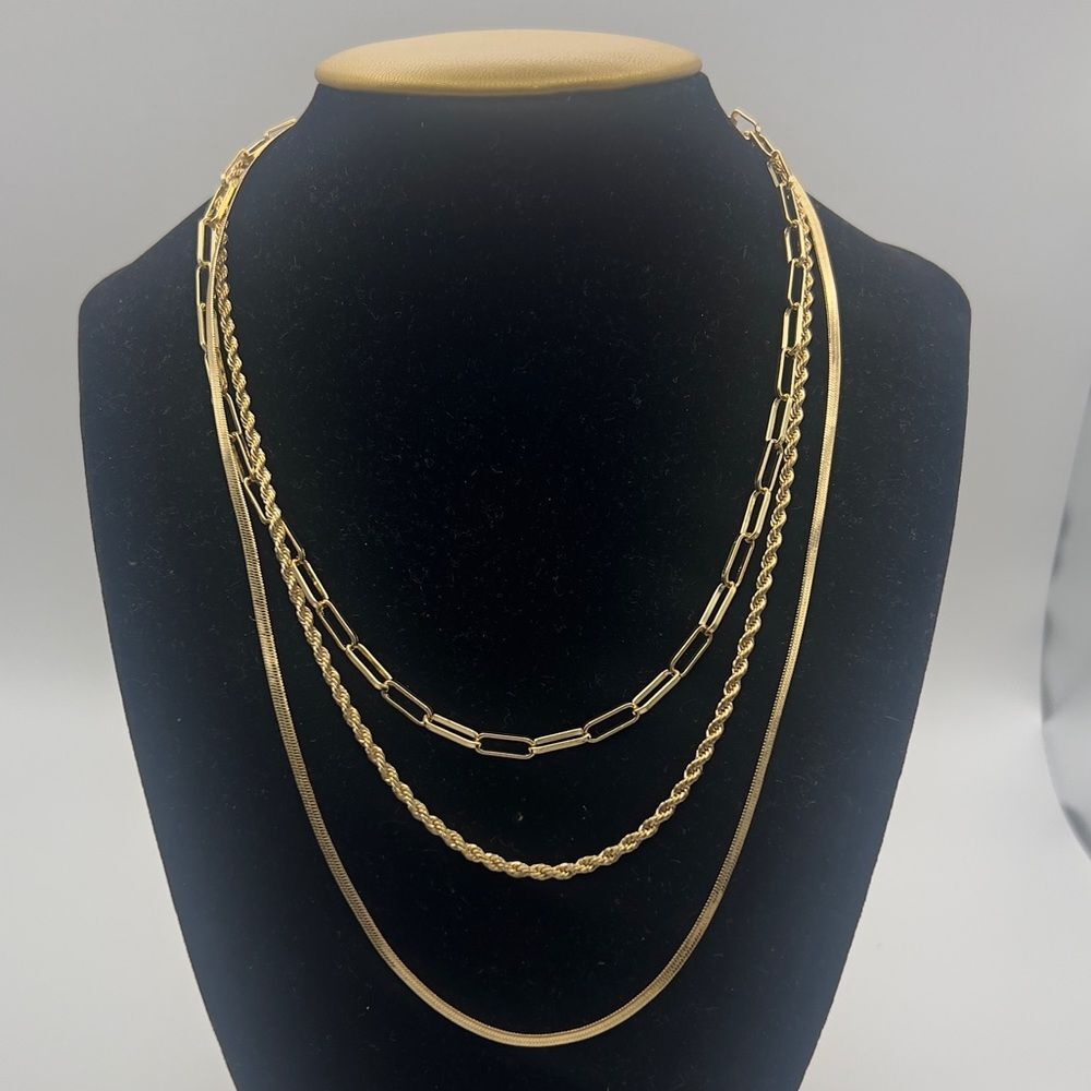 Gold dipped Elegant Gold Layered Necklace Set - Picture 2 of 5